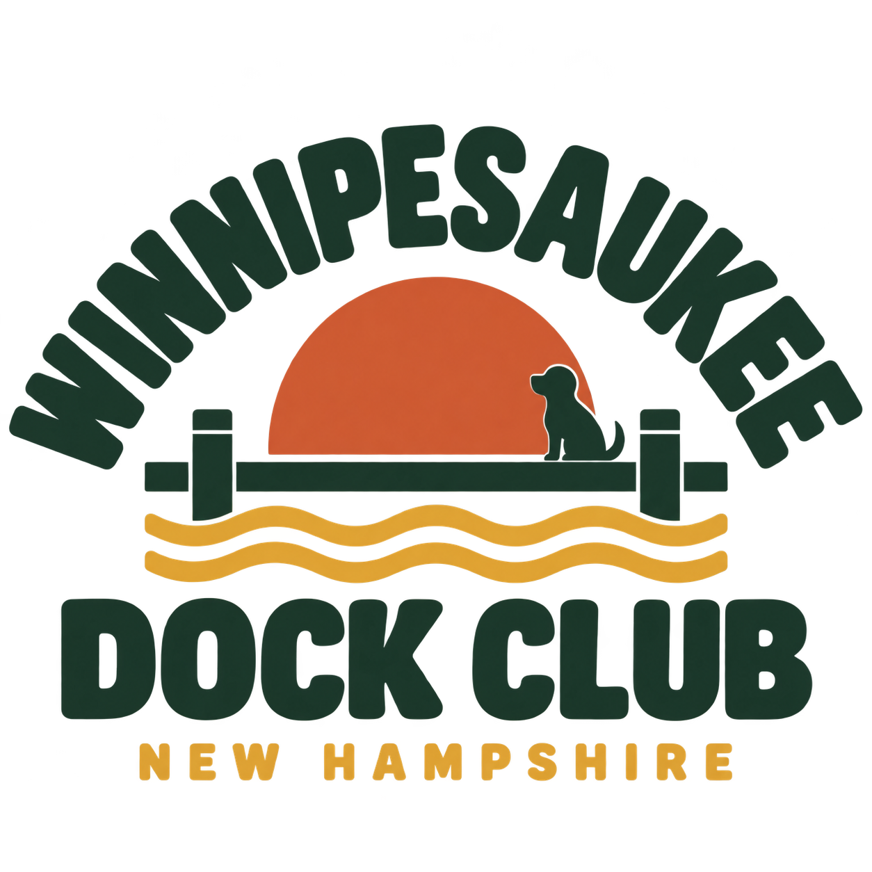 Winnipesaukee Dock Club original New Hampshire dog illustration