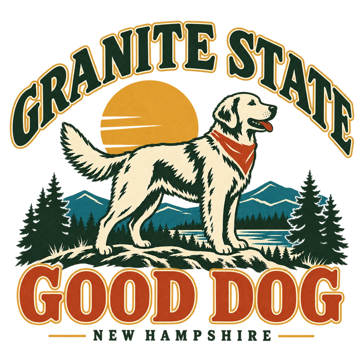 Granite State Good Dog original New Hampshire dog illustration