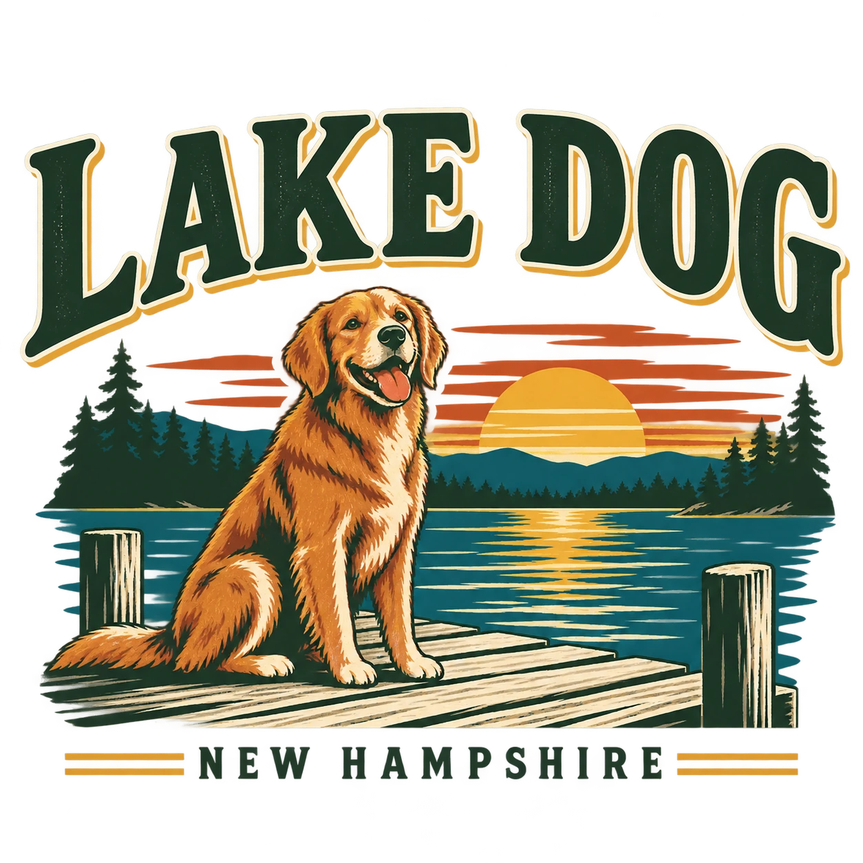 Lake Dog original New Hampshire dog illustration