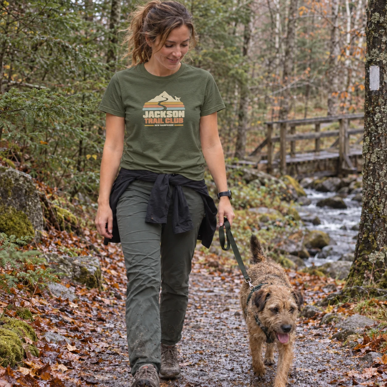 Illustrative lifestyle mockup: Jackson Trail Club Owner tee