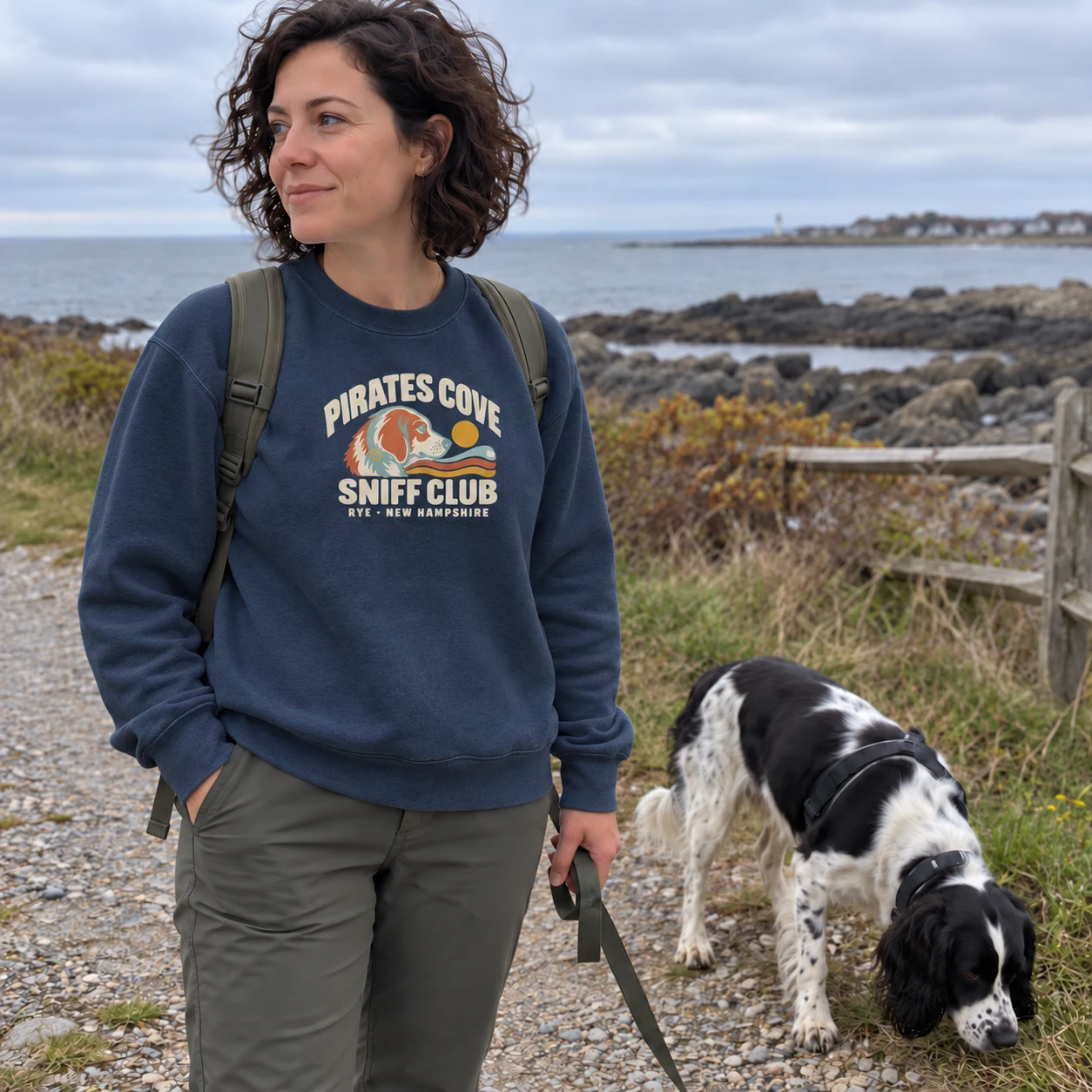 Illustrative lifestyle mockup: Pirates Cove Sniff Club Owner sweatshirt
