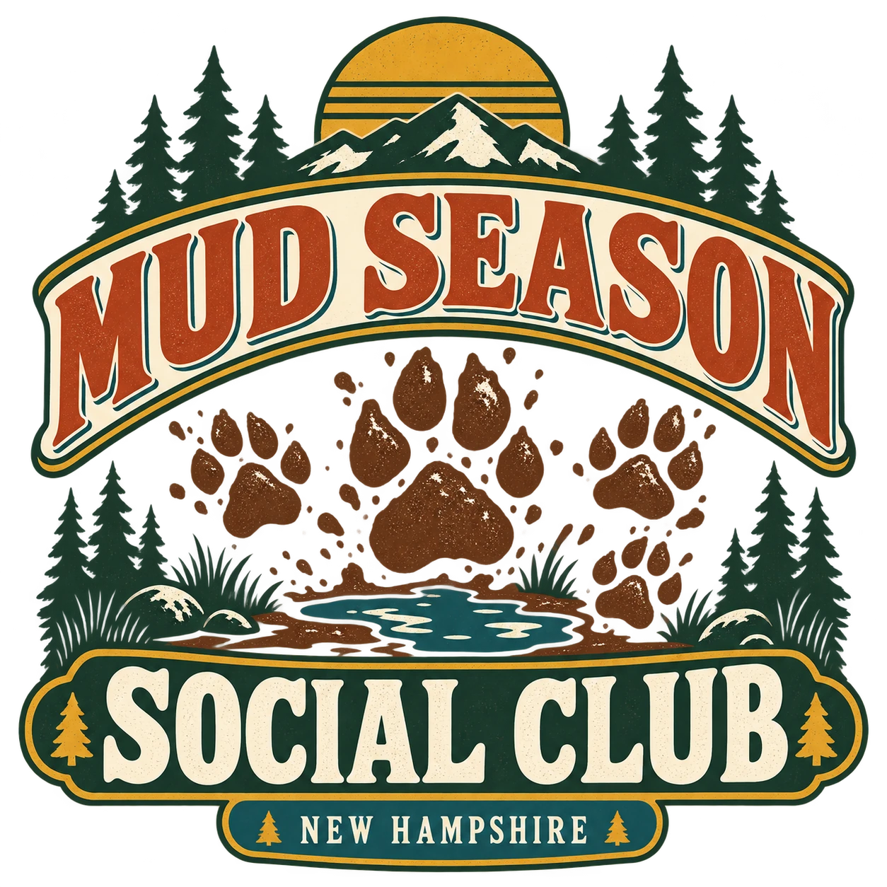 Mud Season Social Club original New Hampshire dog illustration